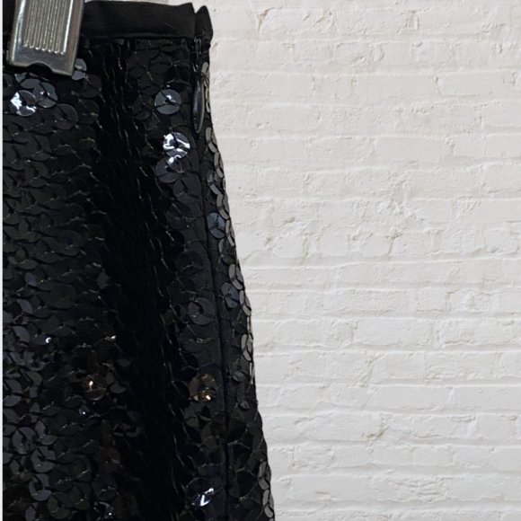 NEW CAROLE LITTLE -- Black Sequined Mini Skirt, Silk, Side Zip, NWTags - Picture 8 of 12